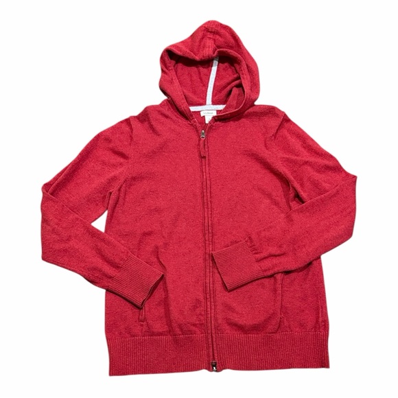 L.L. Bean Tops - L.L. Bean Zip-Up Cotton/Cashmere Red Sweater Jacket